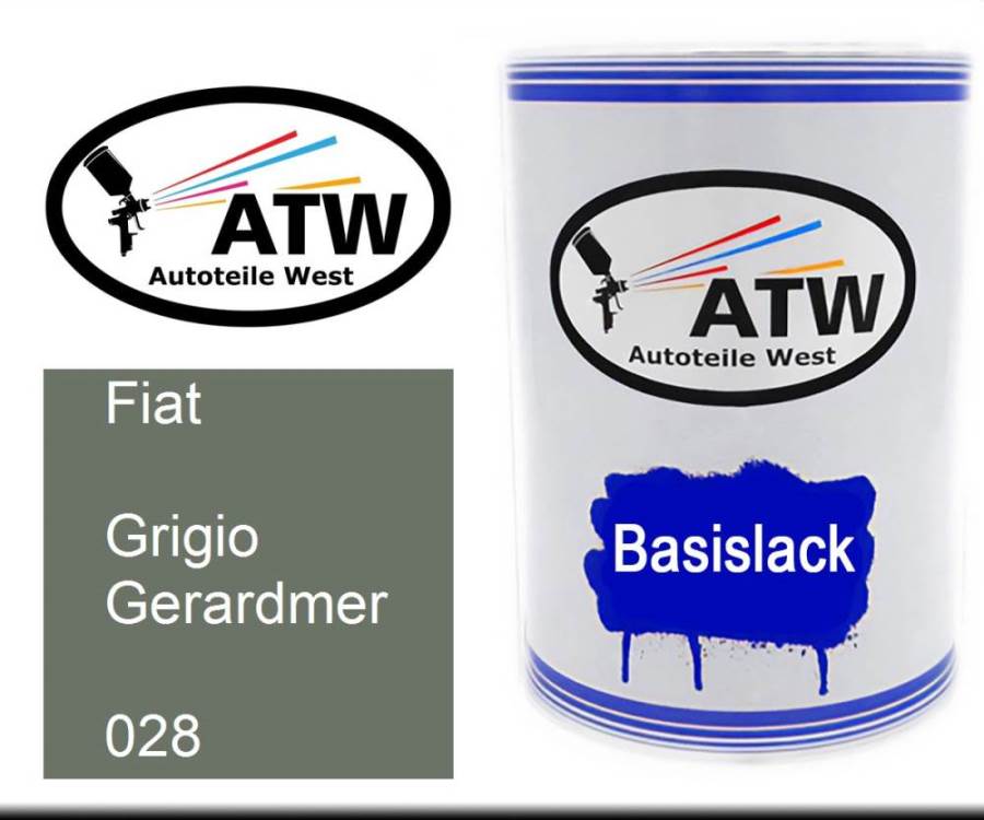 Fiat, Grigio Gerardmer, 028: 500ml Lackdose, von ATW Autoteile West.